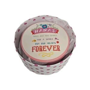 Home Accents NANAS White Pink Ceramic Trinket Candy Dish Box With Lid 5 Inch